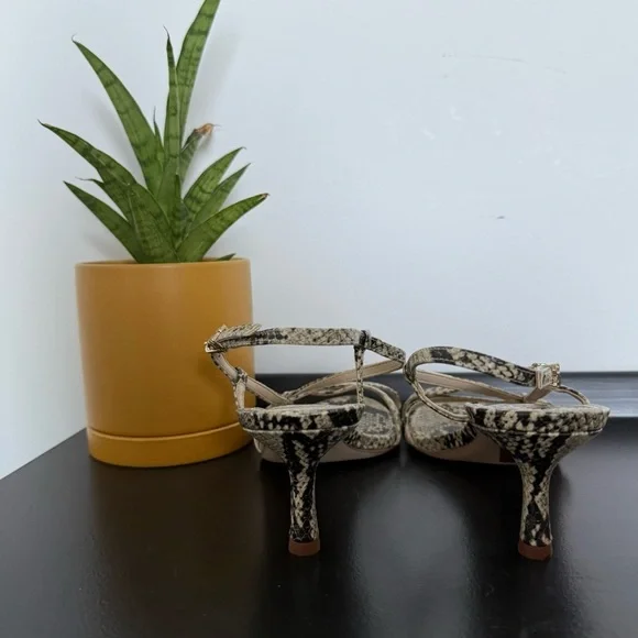 Sam Edelman snake animal print leather Judy strappy kitten heel sandals - size 7 - Picture 7 of 7